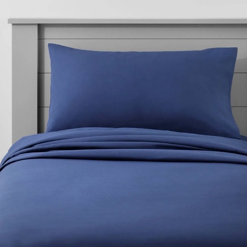 Pillowfort Full Cotton Sheet Set Navy 220TC OEKO-TEX New Missing Sham